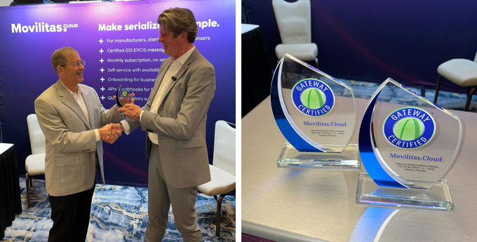 Gateway Checker presenting Movilitas.Cloud the Gateway Checker Gateway Certified Award for EPCIS